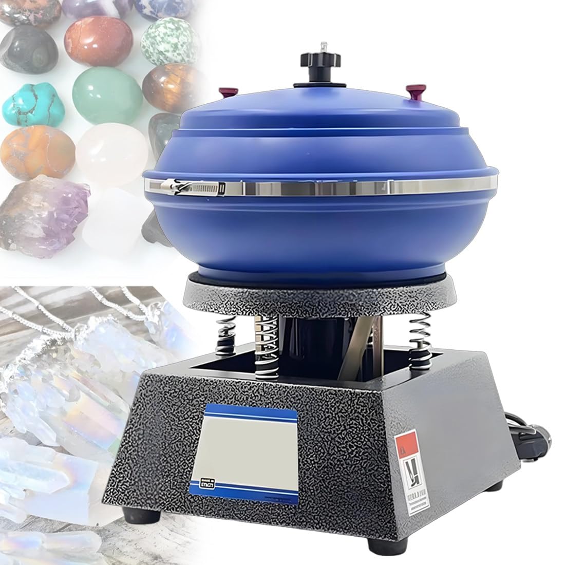 QianCruxtacy Electric Metal Parts Tumbler Polisher,6.2L Vibrating Tumbler with Durable Rubber Lining & Independent Power Switch,Jewelry Cleaner Finishing Machine,for Silver,Gold,Copper,Auto Parts