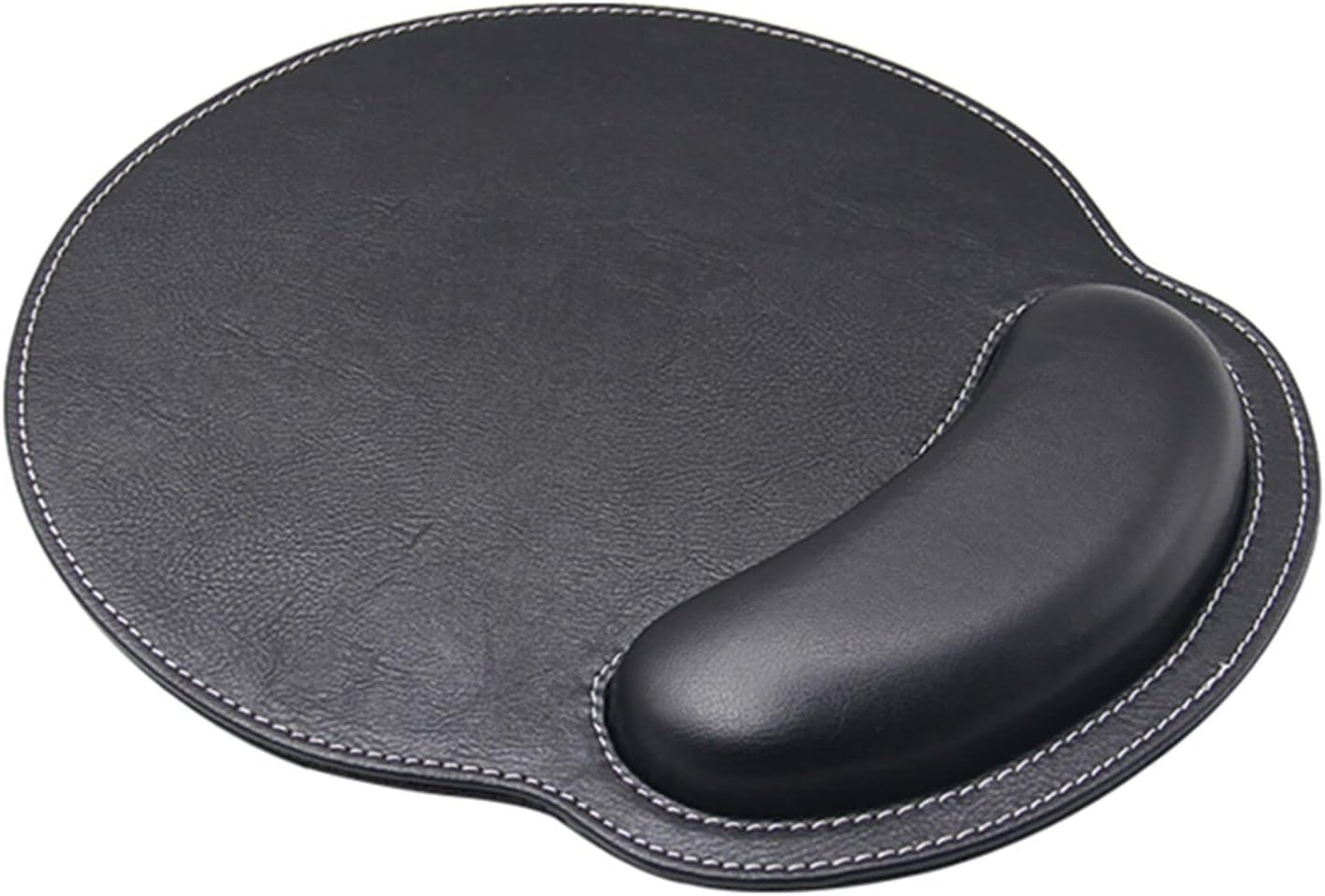 Leather Mouse Pad Wrist Support Ergonomic Memory Foam - Lightweight Rest Nonslip Mousepad for Office,Gaming,Computer, Laptop & Mac,at Home Or Work (Black)