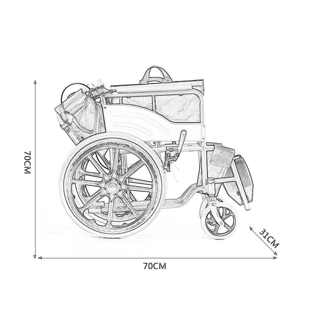 Silla de Ruedas Ultraligera Plegable roja de Viaje, pequeña, portátil, para Ancianos, discapacitados, Andador, sillas de Ruedas autopropulsadas con Empuje Manual