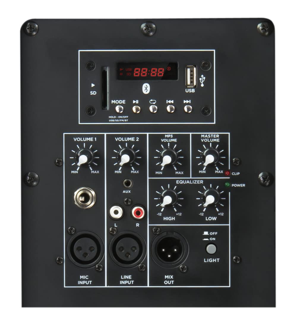 Gemini AS 215BLU-LT - Aktive Lautsprecher - 3000 Watt Partybox - Bluetooth - FM Radio - SD Karte - LED Lightshow