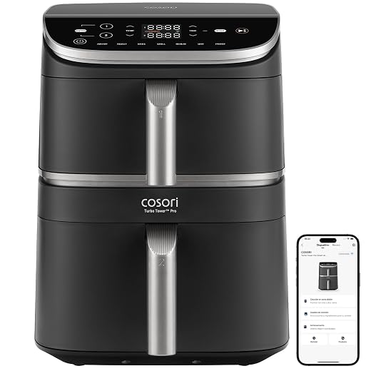 Cosori Air Fryer 10.8L Turbo Tower Pro Smart, Double Vertical Basket | Smart WiFi, Ceramic Coating without PFAS and Teflon, Dual Blaze™&Turbo Blaze™ Technology, 55% Faster, 68% Less Energy