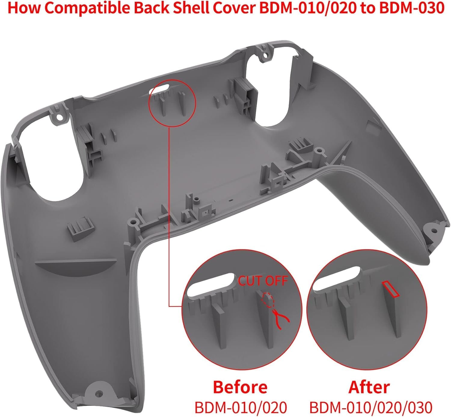 eXtremeRate Cover Posteriore per ps5 Controller BDM-010 020 030 040 050 060,Custodia Grip Gomma Scocca Copertura Ricambio Compatibile con ps5 Controller-Bianco&Nero