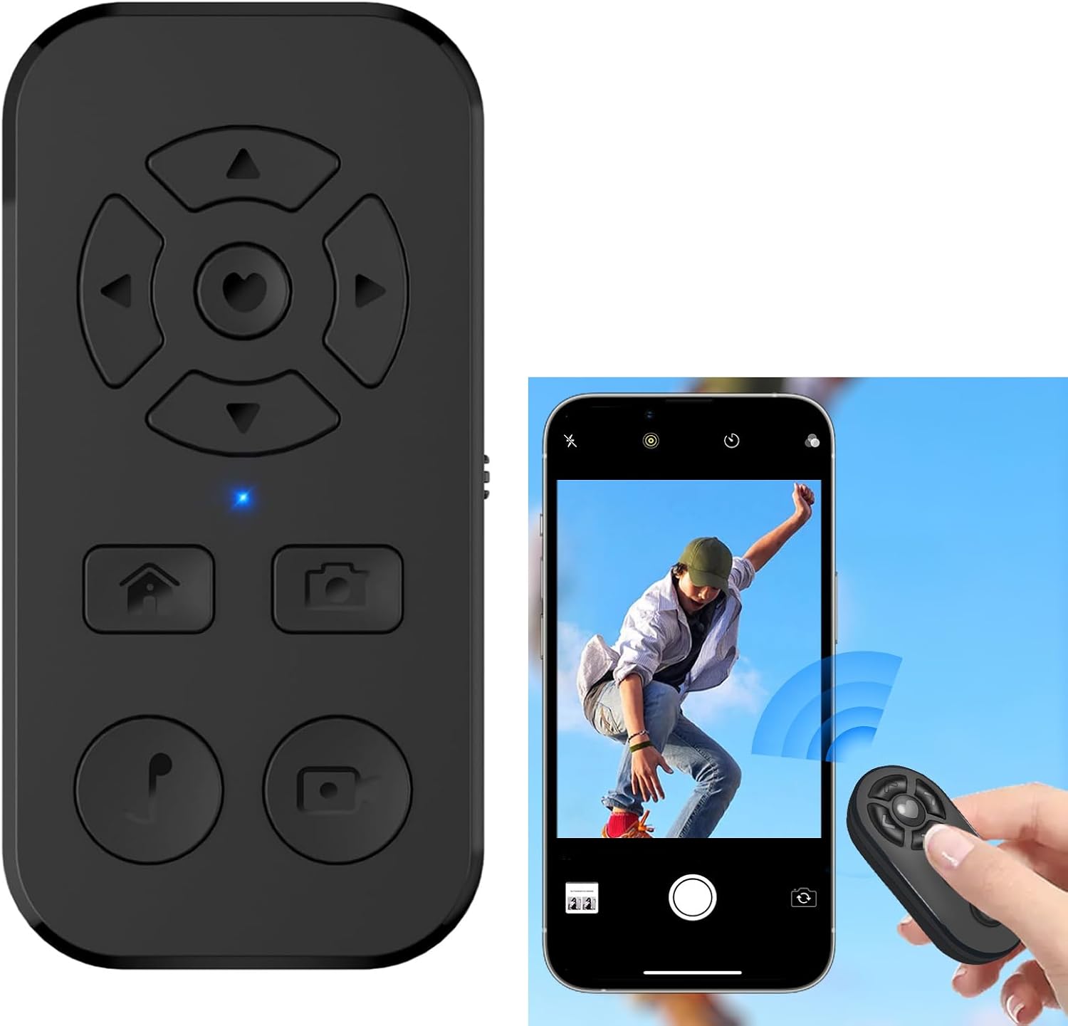 Bluetooth Remote, Scrolling Remote Control for iPhone and Android Smartphone, Camera Photo and Video Clicker for iPhone Samsung Neck Strap Include