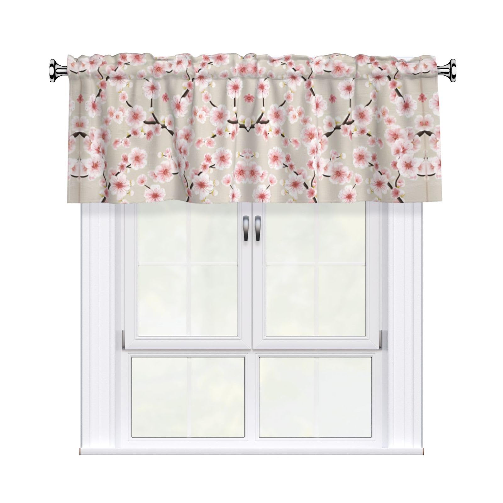 WHJSSF Pink cherry blossoms Prints Housewarming Gift – Peach Skin Window Valance 54x18 for a Cozy Kitchen Refresh
