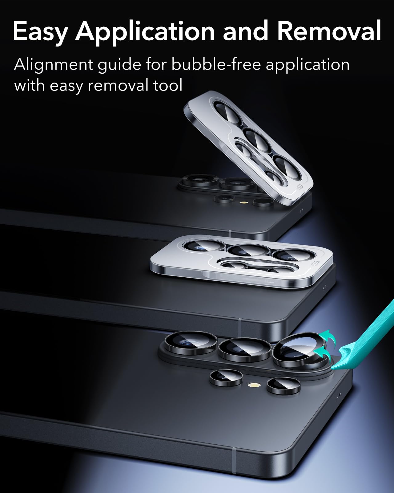 ESR Protezione per l'obiettivo della fotocamera per Samsung Galaxy S26 Ultra, Protezioni individuali in vetro temperato ultra-sottile resistente ai graffi con bordi in alluminio, 1 Set, Nero