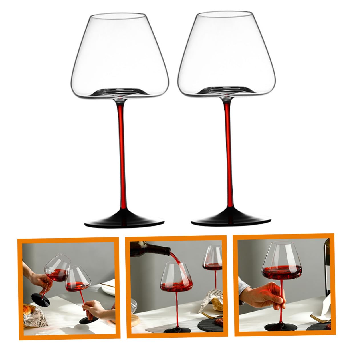 STOBAZA 2 Stück Zweiteiliges Halloween Weinglas Rotwein Gläser mit Vampirmotiv Langlebige Glas Goblets für Party Fest und Zuhause Stilvolle Bar Trinkbecher in Schwarz und Rot