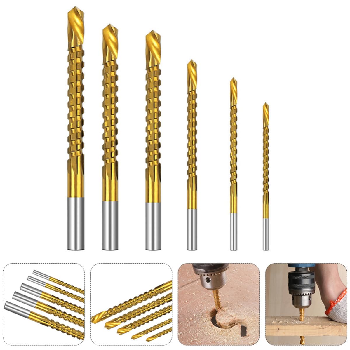 High Speed Steel Spiral Drill Bit Set 6pcs for Metal Sheet Drilling