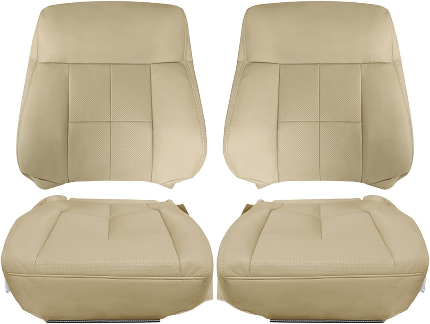 Driver and Passenger Side Bottom and Top Lean Back Seat Cover Replacement Compatible with Lincoln Navigator 2007-2014 Tan