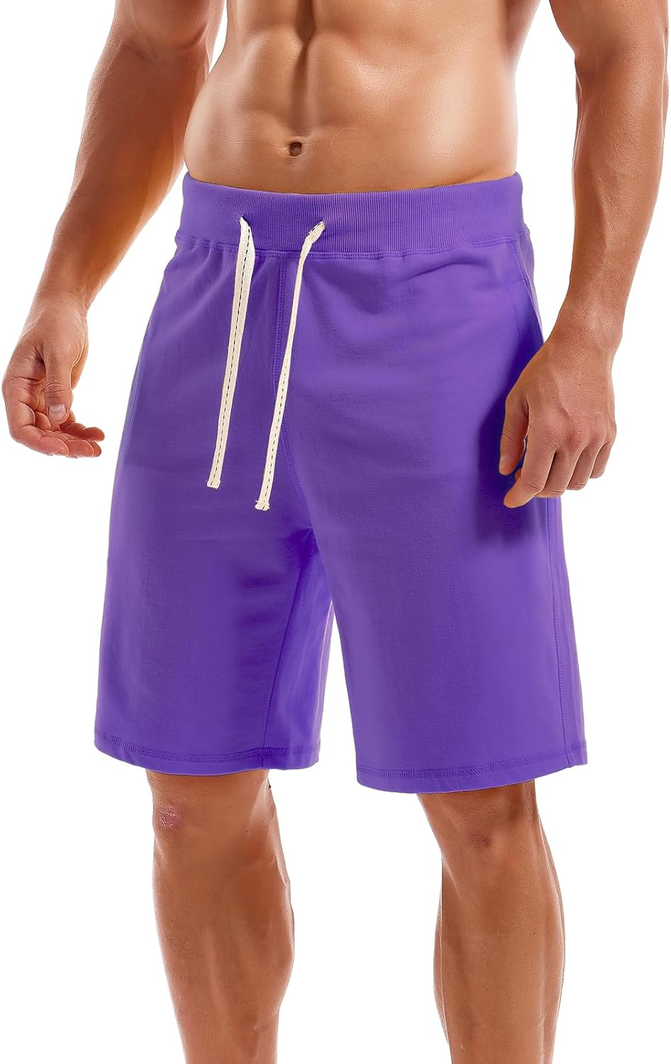 AMY COULEE Men's Casual Classic Shorts Athletic Cotton Sweat Shorts with Drawstring - Image 2