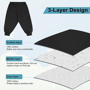 MooMoo Baby Leakproof Diaper Pants for Potty Training 2 Packs Bedtime Potty Training Pants for Boys and Girls