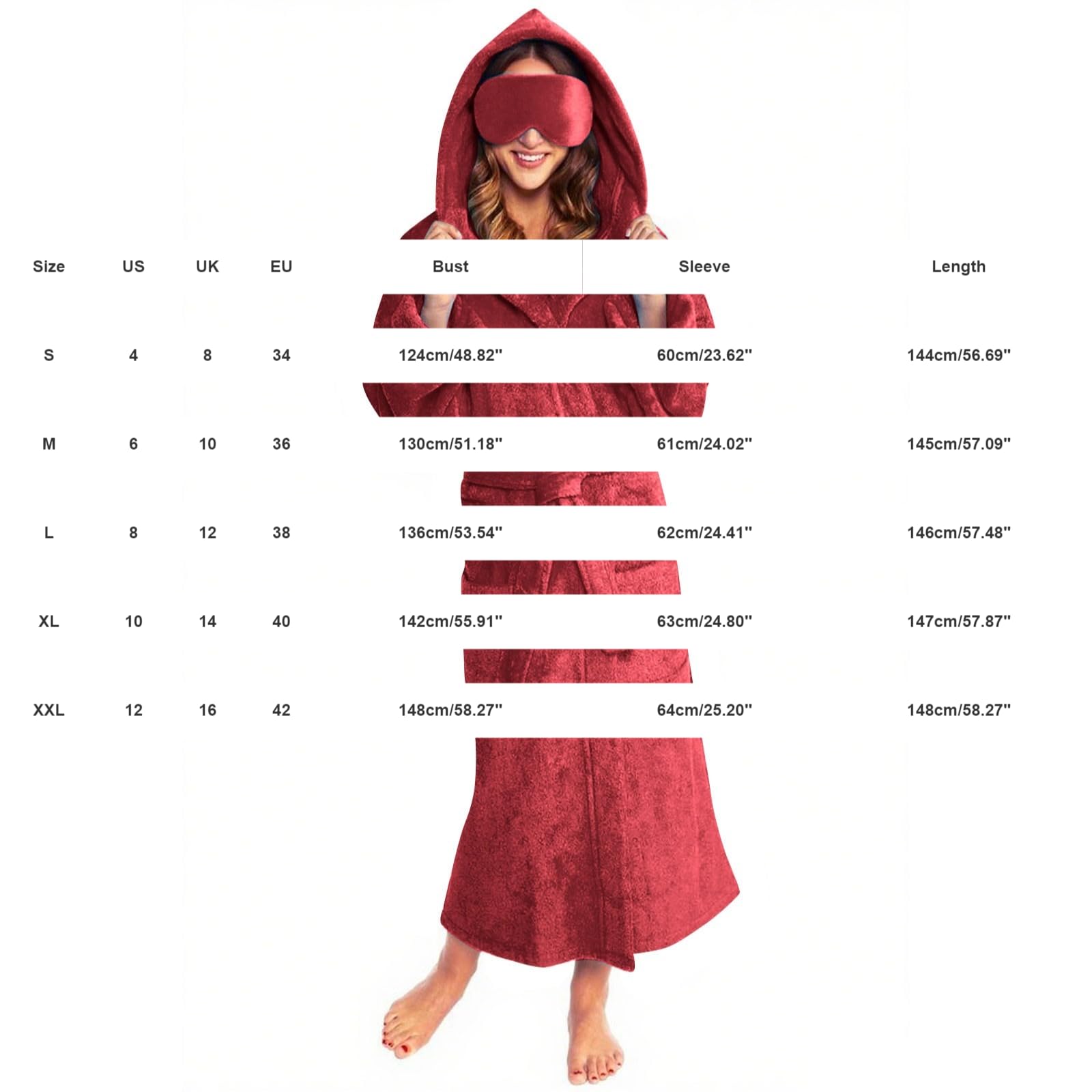 Accappatoio Donna In Flanella Con Cappuccio E Tasche Vestaglia Invernale | Kimono Con Cintura Regolabili Loungewear A Manica Lunga Camicia Da Notte Donna Comoda Pesante Caldo Sleepwear Loungewear