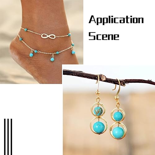 Miniatura 5 de Beadthoven - 202 cuentas de piedra turquesa y howlita azul de 0.2360.315 pulgadas (460.315 in), cuentas de cristal curativo, hebras espaciadoras