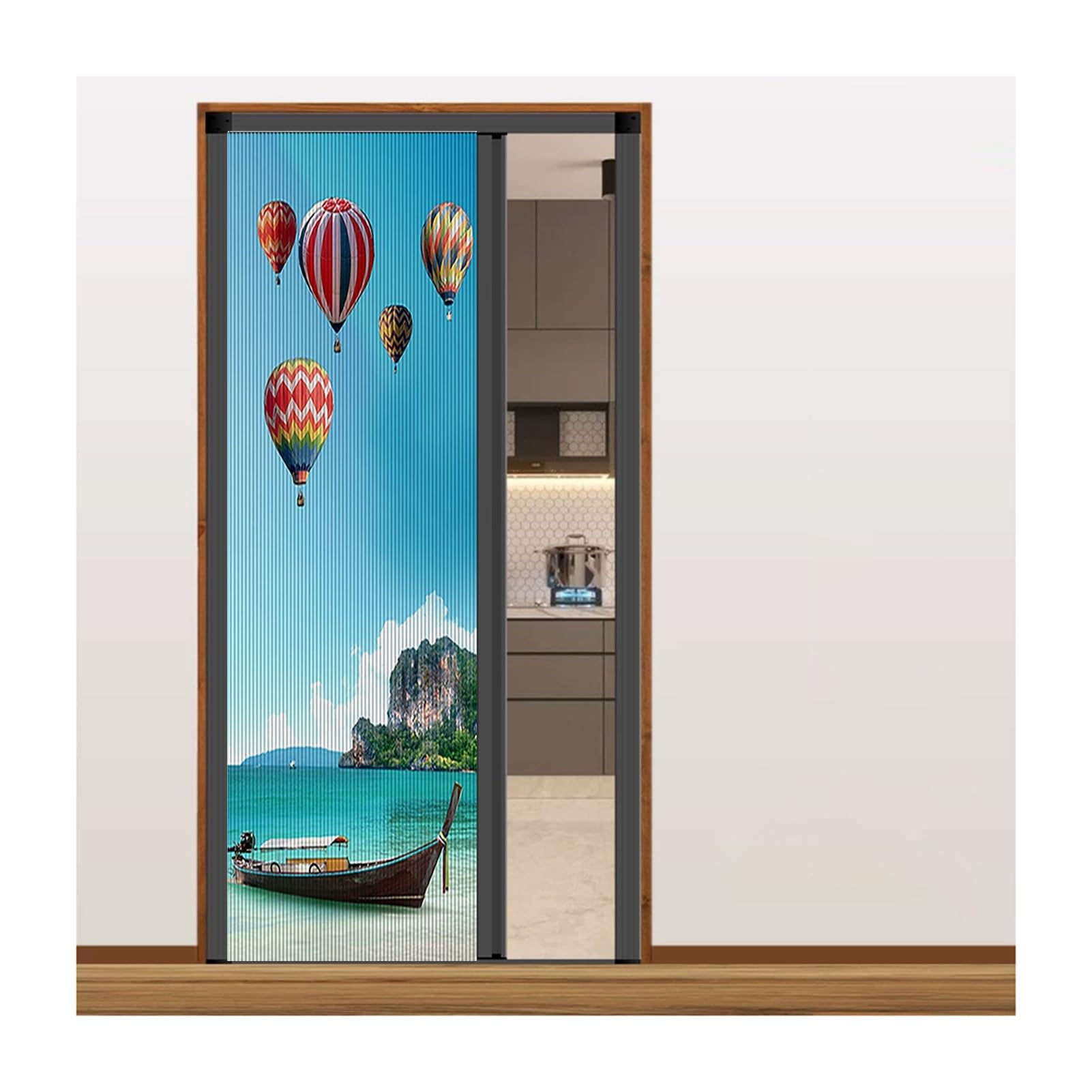 Folding Accordion Doors Interior, No-Drilling Sliding Doors with 100% Blackout Cellular Shades, for Hallways Balcony Kitchen Shower Closet(Grey Frame,80x210CM)