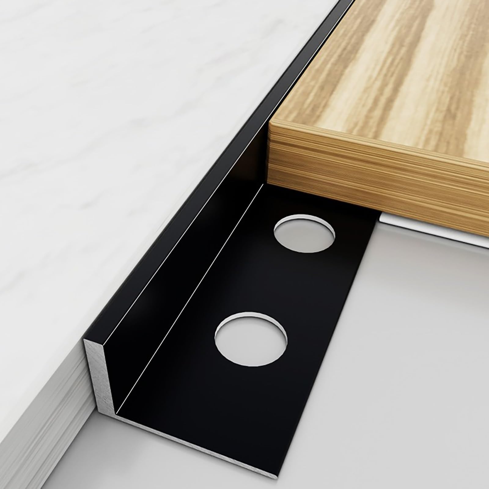 Raouoae Tile Edge Profile 125CM, 2 Pieces L-Shape Tile Trim End Profile for Ceramic Tiles, Floor and Wall Edge Protection, Durable Tile Trim for Wall Panels and Floor Edging(Schwarz,HΓΆhe: 7.8 mm)