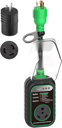 EyGde Adaptador RV de 30 amperios a 50 amperios con protector de sobretensiones, NEMA TT-30P macho a enchufe hembra 14-50R, analizador de circuitos