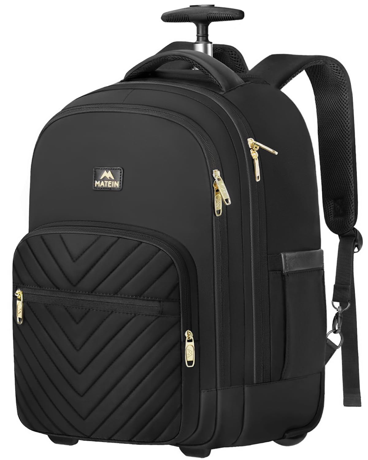 MATEIN Wheeled Backpack, 18 Inch Large Water Resistant Laptop Backpack with Wheels, Carry On Business Roller Bag for Women, Trolley Suitcase for Adults to Travel, Overnight Bag for Work College, BlackOEKO-TEX STANDARD 100