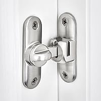 Vista 3 de 3 paquetes de pestillos plateados para puerta de granero, cerradura de puerta de 90/180 grados, herrajes de cierre de puerta de bisagra, cerradura