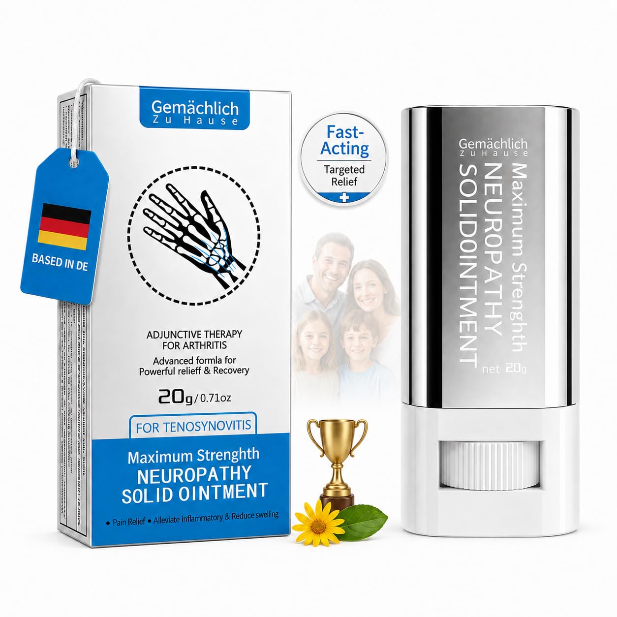 2026 Upgraded wrist Pain Relief Arnica Ointment Stick, NDC Listed Fast-Acting 7% Joint Salve for Carpal Tunnel Support, Tenosynovitis Relief, Wrist Tension &amp; Touch-Free Gamer Hand Care 0.71oz