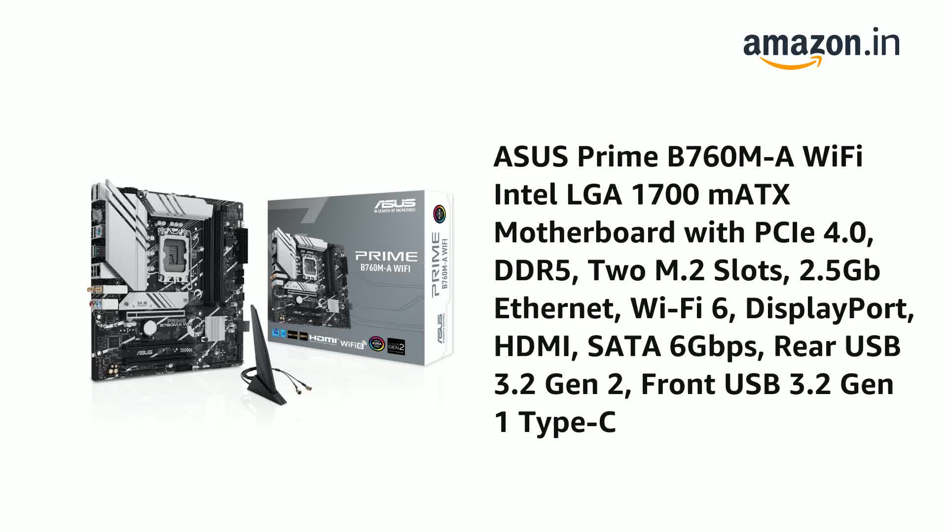 ASUS Prime B760M-A WiFi Intel LGA 1700 mATX Motherboard
