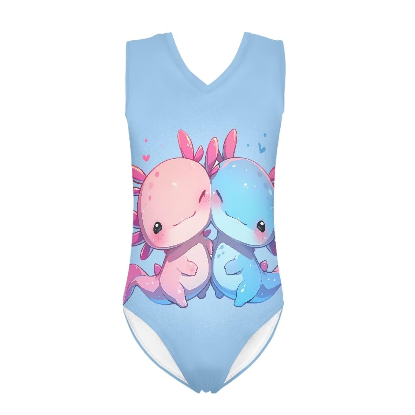 Girls Swimsuits Size 3-14 Kids Summer Sleeveless One Piece Bathing Suit Beach V-Neck
