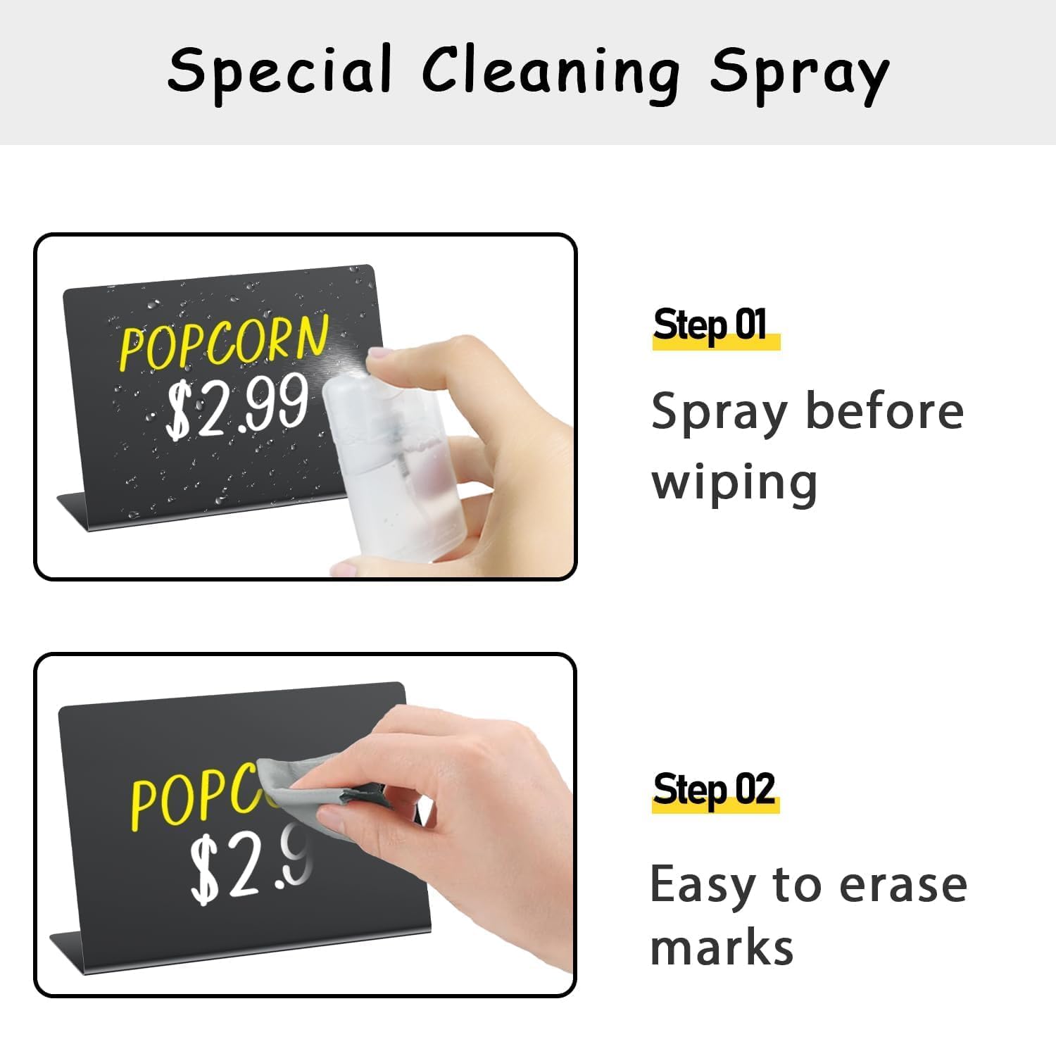 PigPotParty 12 Pcs Food Labels for Party Buffet w Cleaning Spray 4x3 Mini Chalkboard Signs for Food Display — view 2