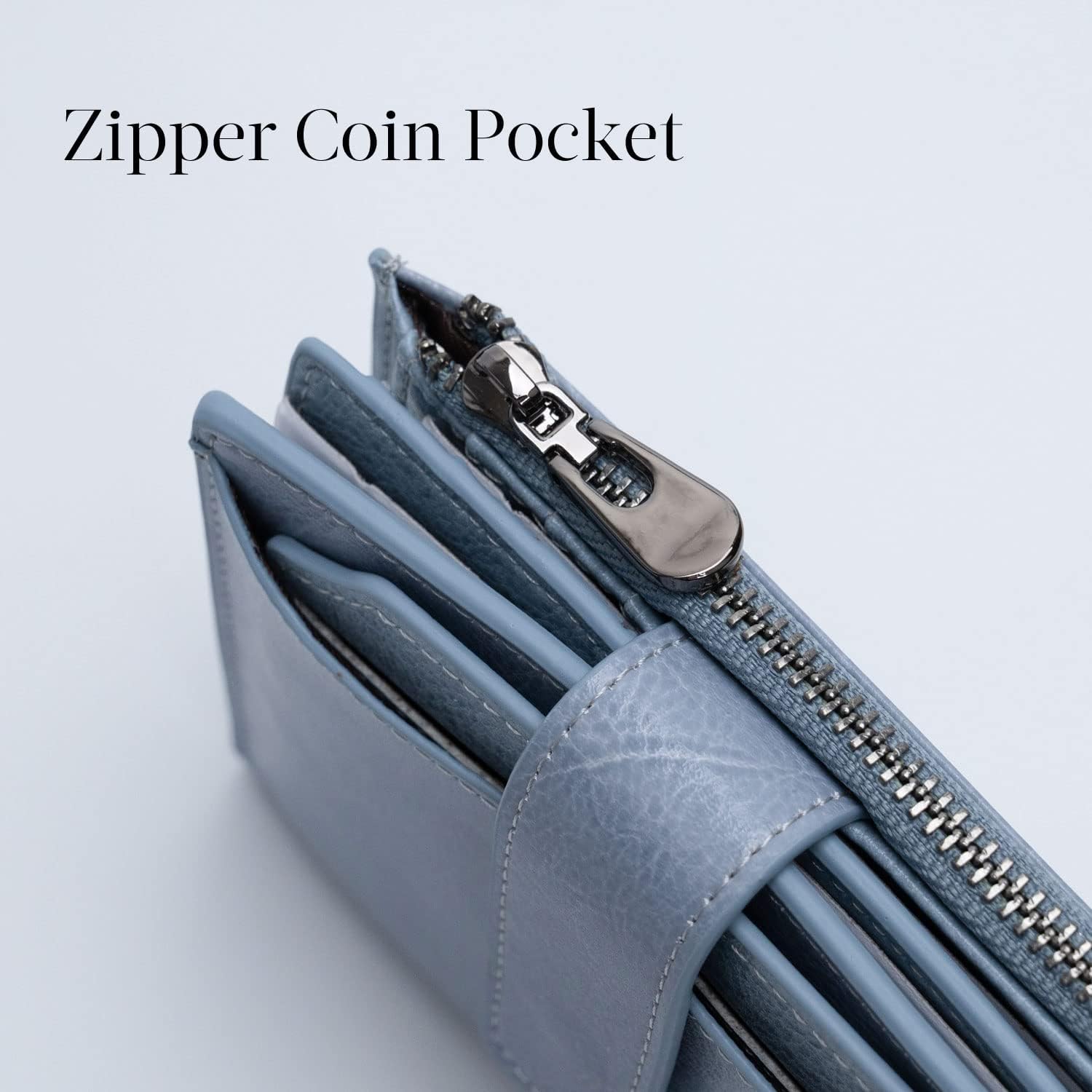 Bveyzi Women's Small Leather RFID Blocking Bifold Zipper Pocket Wallet Ladies Credit Card Slots Purse with id Window - Image 5