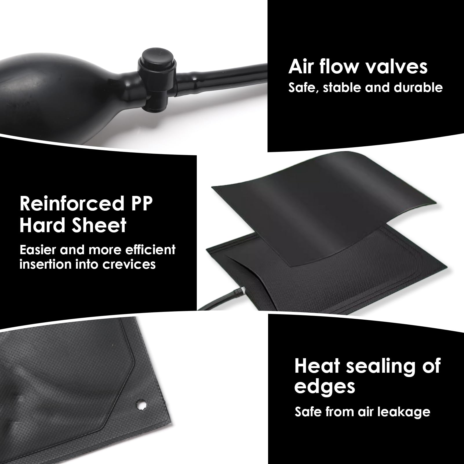 Cuña de Aire Hinchable Bomba 2Pcs, Air Pump Wedge, Ventanas y Reparación de Automóviles, Capacidad de Carga de 200 KG, Herramienta de Elevación y Alineación para Instalación de Puertas