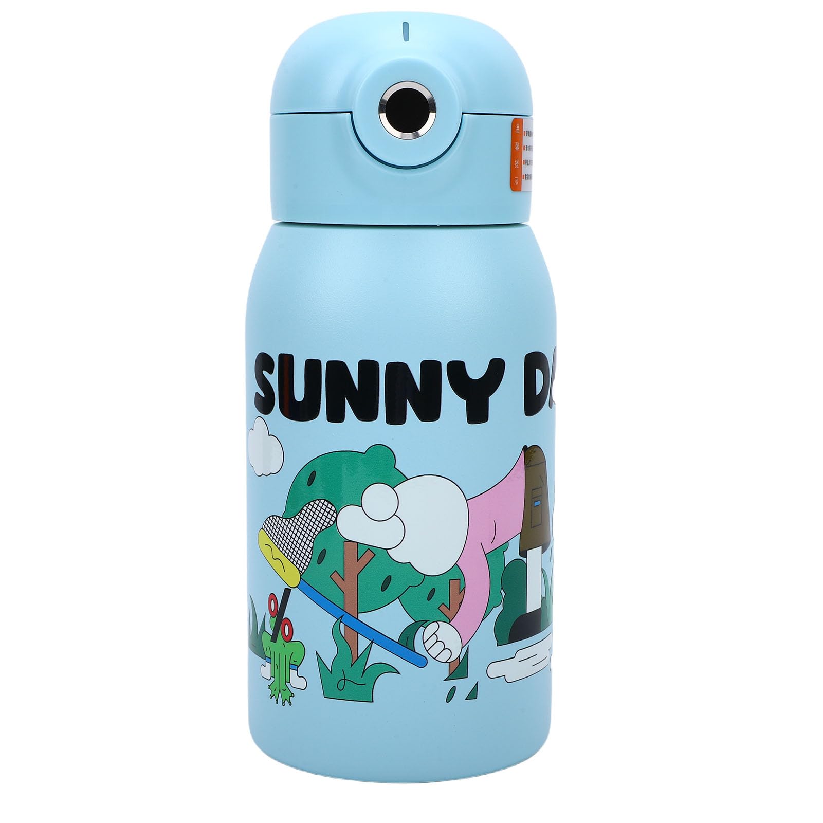 Borraccia Termica da 500 Ml, Borracce Sportive in Acciaio Inossidabile con Impronta Digitale Sbloccabile con Tracolla, per Bevande Calde e Fredde, per Sport, Viaggi e Scuola, Blu