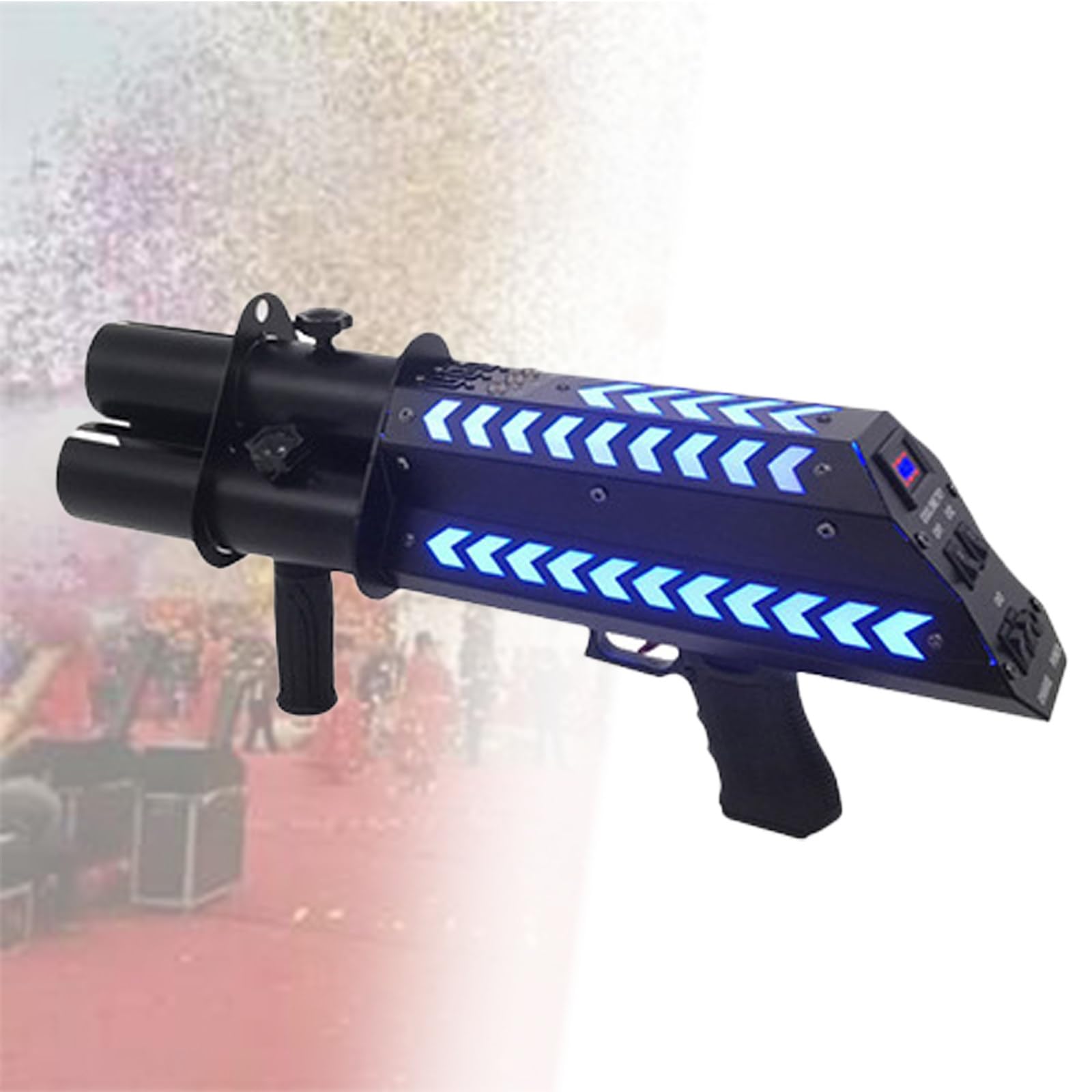 Confetti Launcher - Elektrische Handheld 3 Shot Spritzpistole für Partys, Halloween, Weihnachten, besondere Anlässe mit LED-Licht