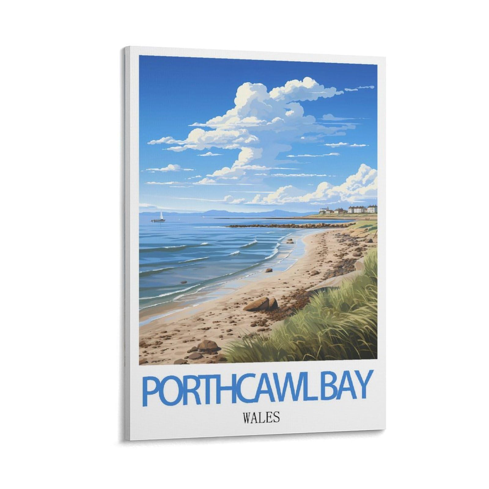 KmoNo Porthcawl Bay Wales Vintage Travel Poster 12x18inch(30x45cm) Wall Decor Painting Canvas Wall Art Living Room Poster Bedroom