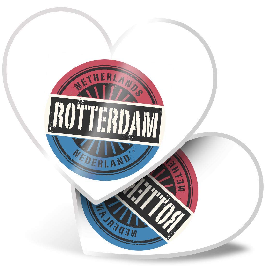 Destination Vinyl Ltd Multi 2 X 7.5Cm Heart Stickers - Rotterdam Netherlands Nederland Flag Decals 6048