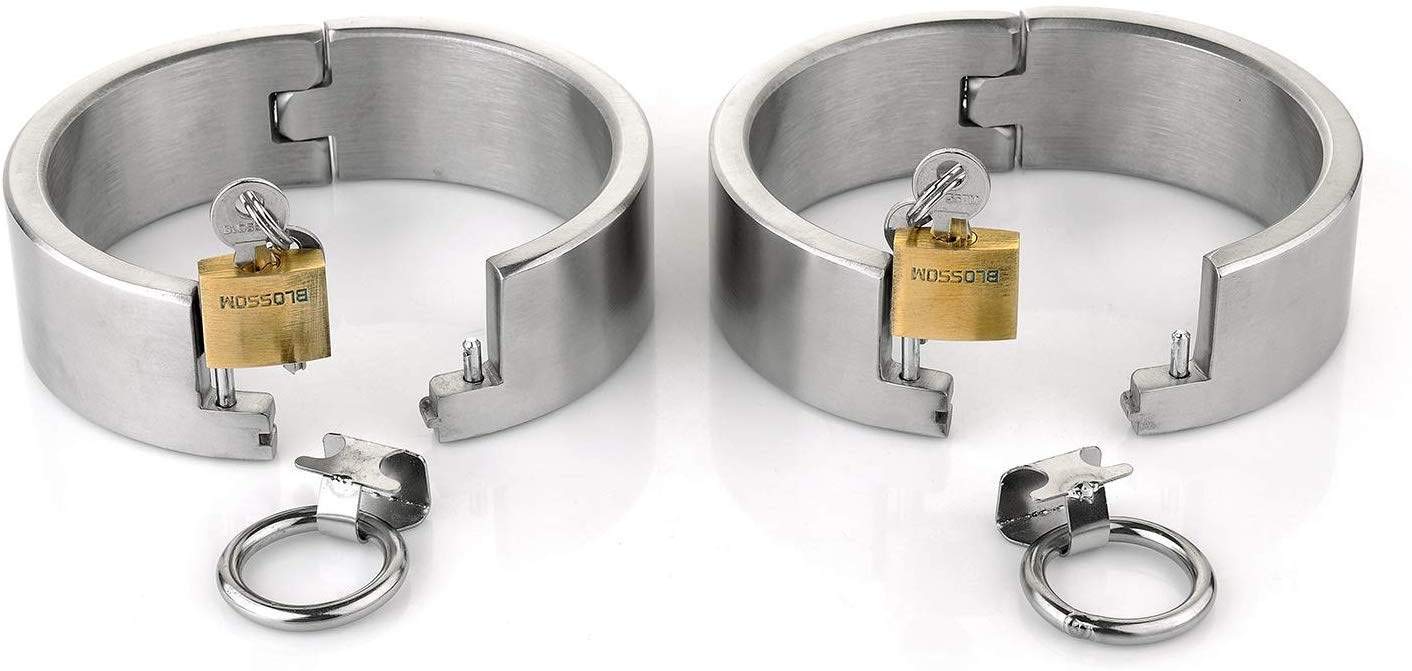 Handschellen Sex Edelstahl Handfesseln Echt Bondage Extrem Frauen Handgelenk Restraint Mit Schloss und Schlüssel Sklave Fesselspiel Erotik Sexspielzeug für Damen Paar Abschließbar,Frauen 4.7 * 5.7cm