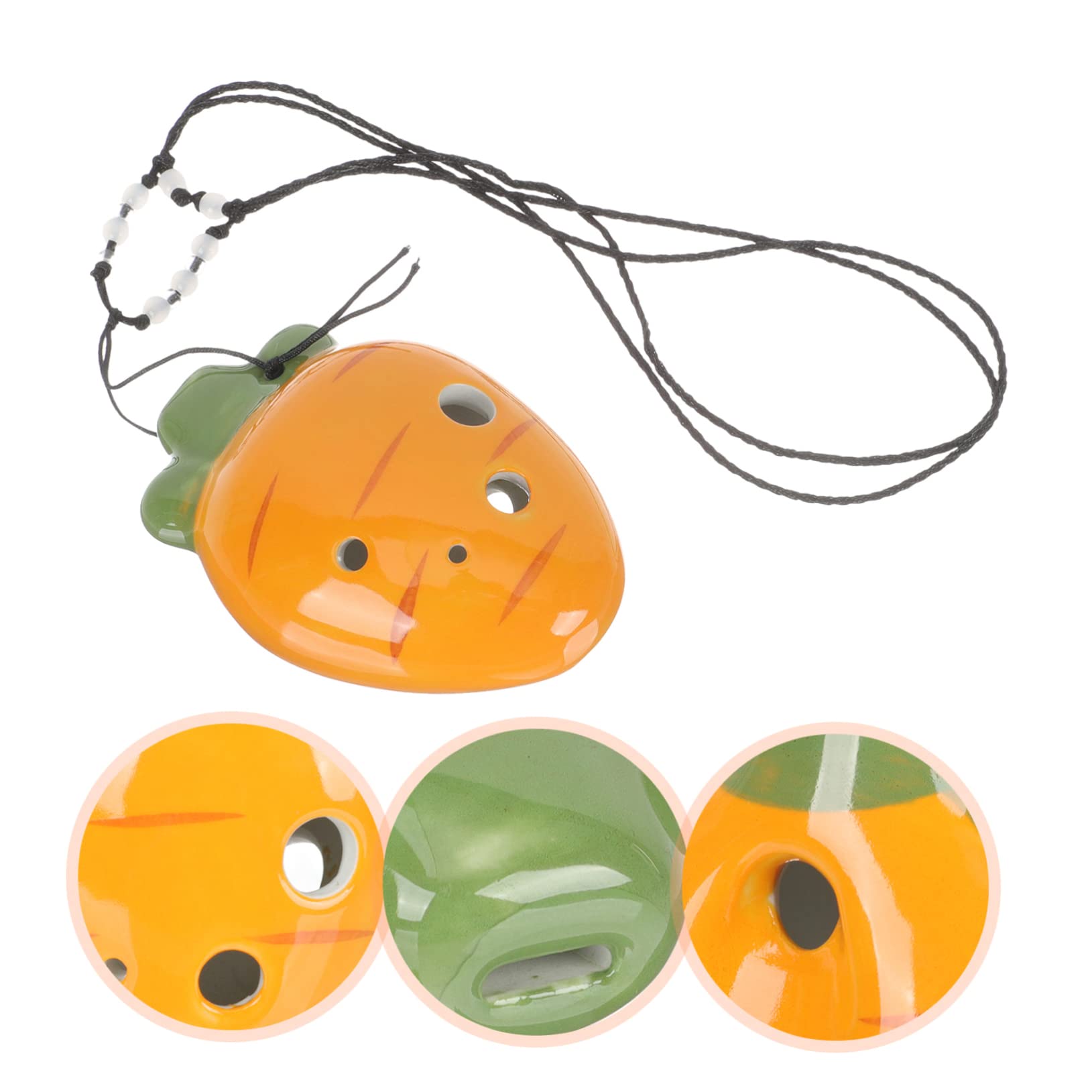 ERINGOGO 6-hole Ocarina Made of Ceramic Carrot Shaped Musical Instrument Boys and Girls Toy for Learning and Fun Random Style
