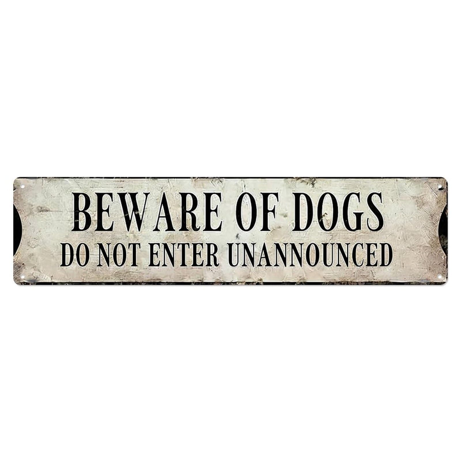 Beware Of Dogs Do Not Enter Unannounced Metal Tin Sign Plaque