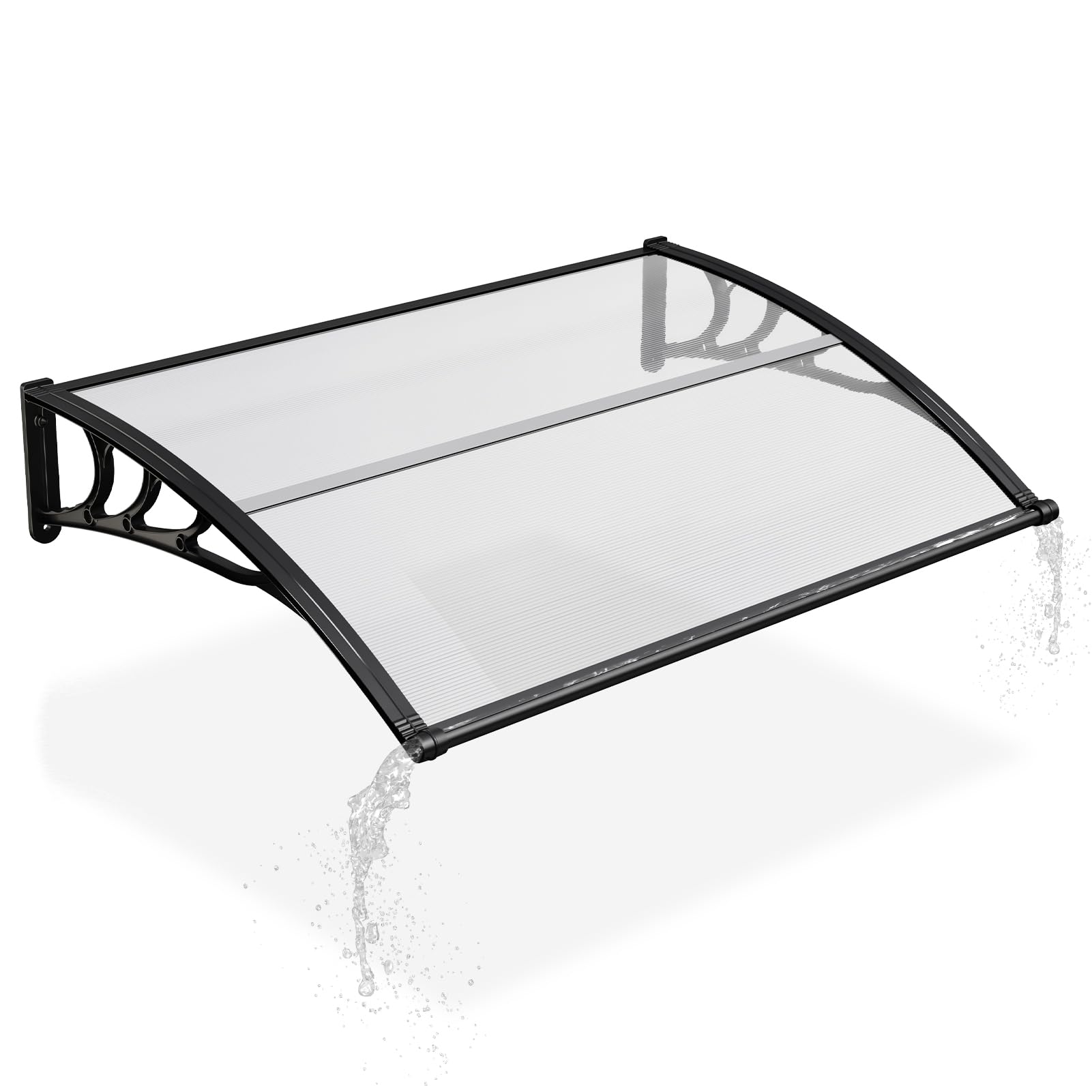 Warmiehomy Door Canopy with Gutters, Clear, 150x100 cm