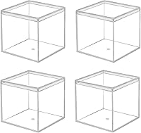Vista 11 de dedoot Caja pequeña de acrílico con tapa de 2.2 x 2.2 x 1.3 pulgadas, paquete de 4 cajas de plástico Suqare cajas de almacenamiento de acrílico
