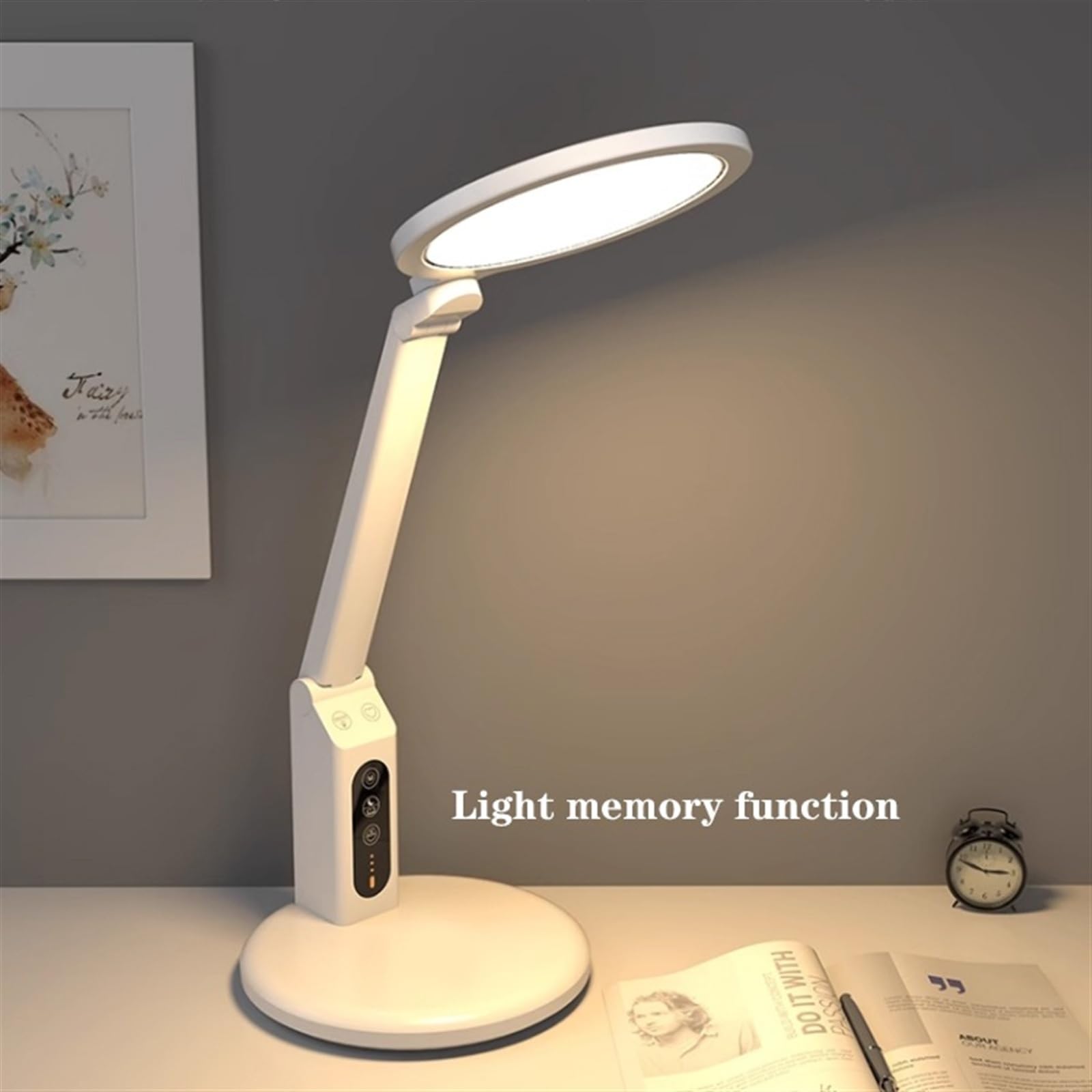 desk lamp Lampa biurkowa Lampa biurkowa LED, ściemniana lampa stołowa, 3 tryby kolorów i płynnie przyciemniana lampka do czytania ze sterowaniem dotykowym, funkcja pamięci, timer 45 minut, biała lampa