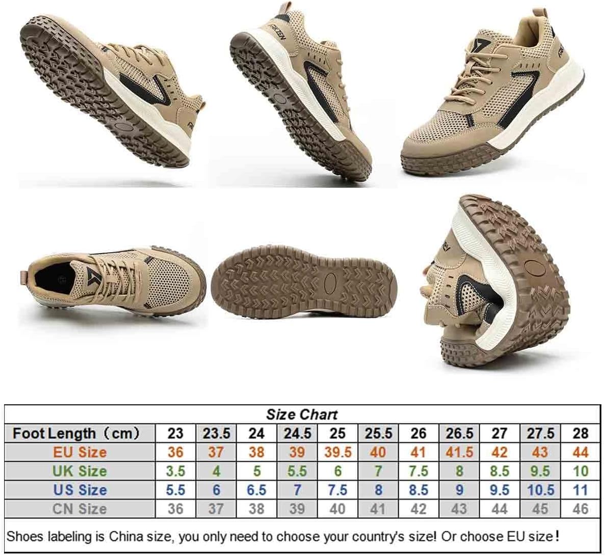 男性用作業安全靴、耐衝撃・耐穿刺性労働保険靴、スチール製つま先靴 冒険用保護スニーカー(275)