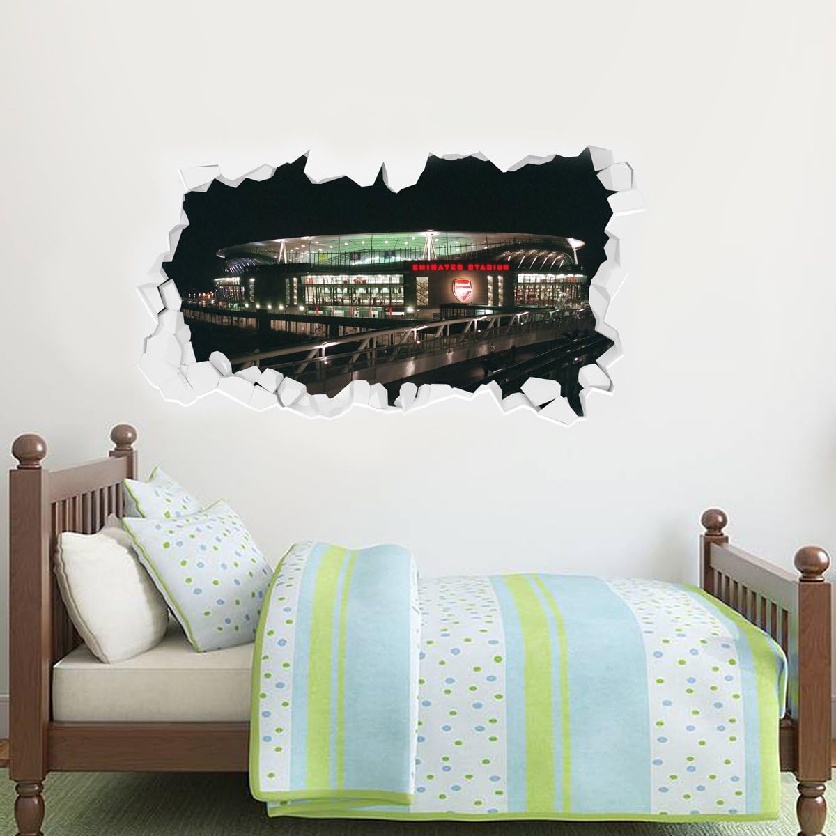 Beautiful Game Red And White Arsenal Football Club Official Emirates Stadium Outside Broken Wall Mural Sticker (60Cm X 30Cm)