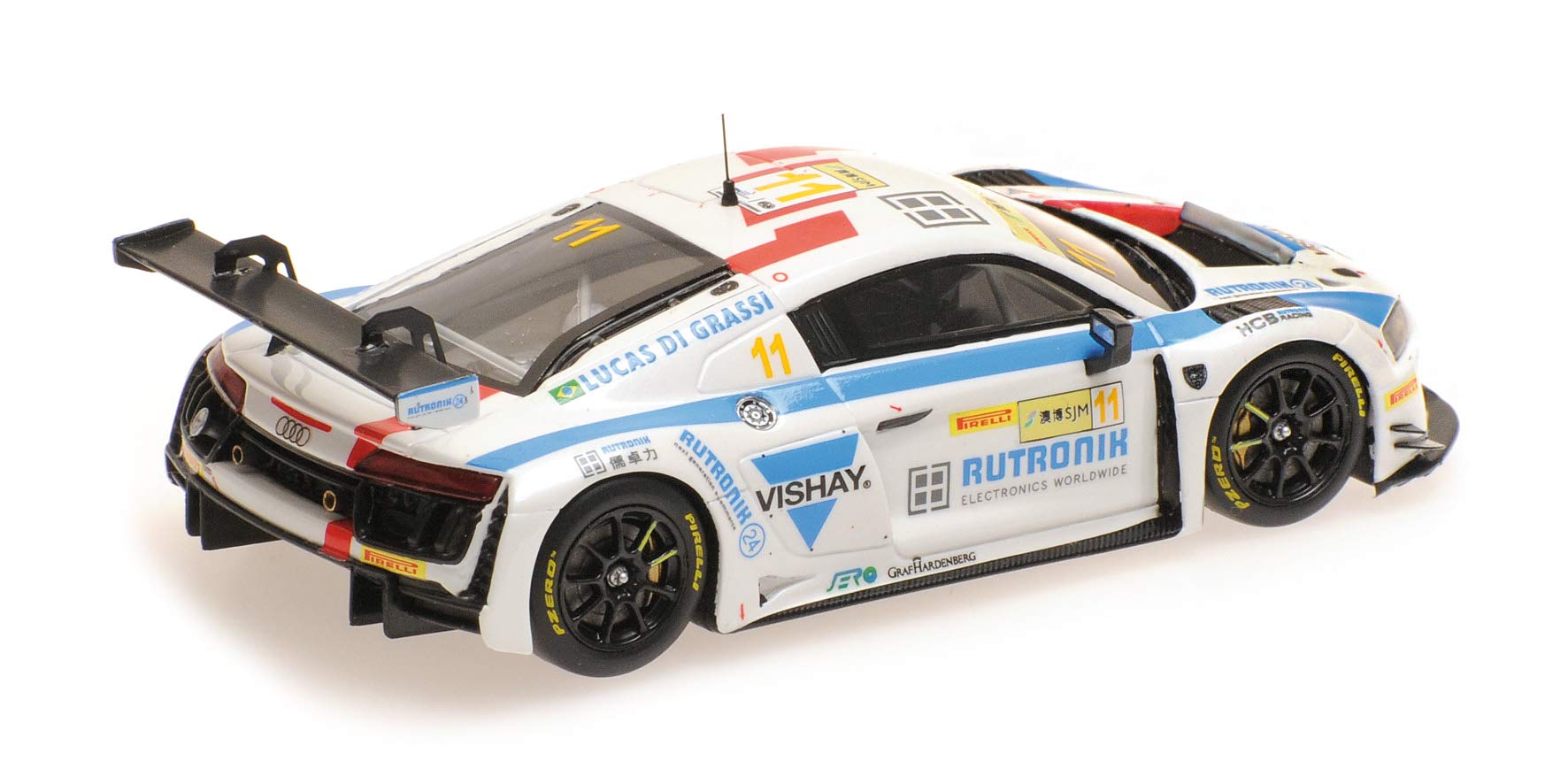 Minichamps 437171711 - Audi R8 LMS Hcb Rutronic Racing di Grassi Macau GT Cup Fia GT World Cup 2017 - Scala 1/43 - Modello da Collezione
