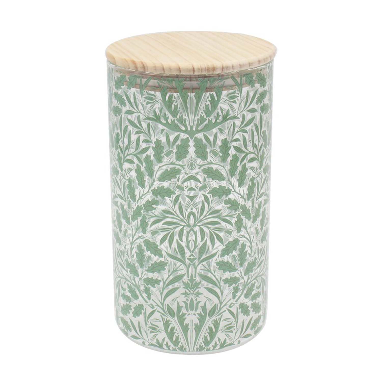 The Leonardo Collection Wm. Morris Acorn Glass Acorn Canister-L for Home & Kitchen | Storage Jars for Biscuits Honey Green Tea Coffee Sugar | Durable Kitchen Organisers Containers for Gift