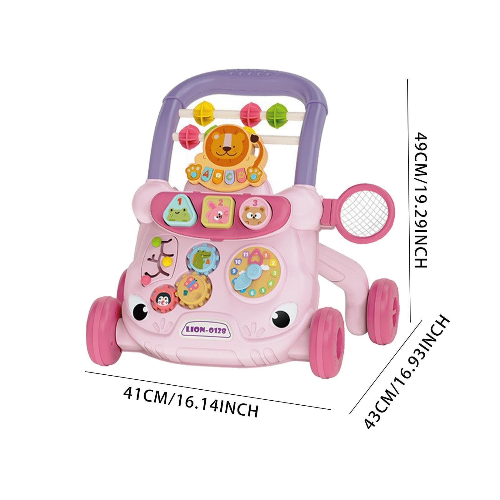 Giocattolo Multifunzionale per La Prima Infanzia con Funzione di Spinta, Pannello Interattivo, Centro Attività per Bambini, Struttura Stabile, Rosso, Taglia unica