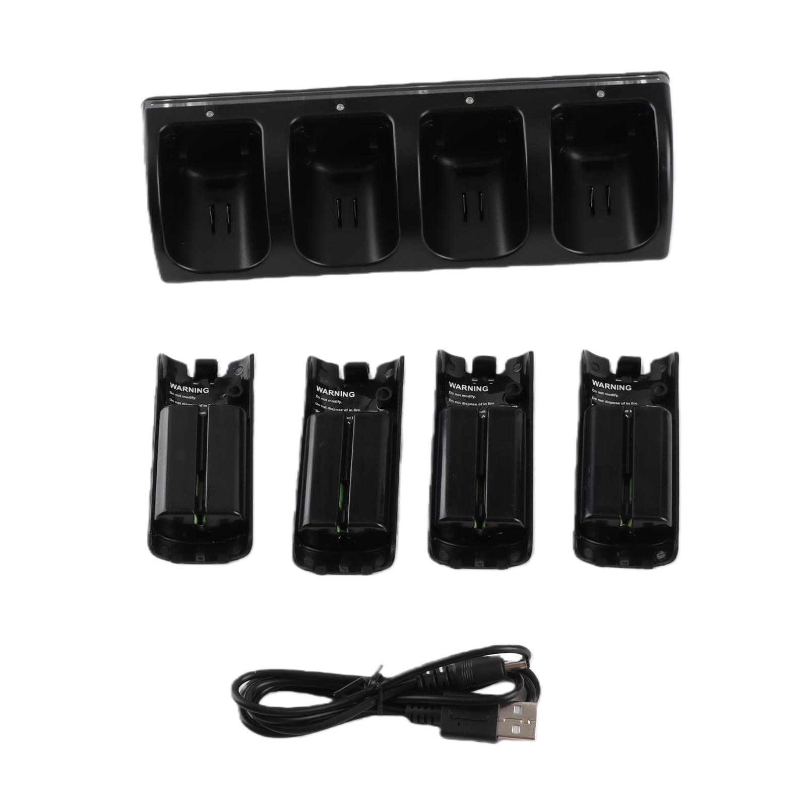 Ejoyous Stazione di Ricarica Base di Ricarica per Telecomando ABS con 4 Batterie Ricaricabili da 2800 MAh Indicatore LED Cavo USB per Telecomando Configurazione di Gioco Domestica (BLACK)