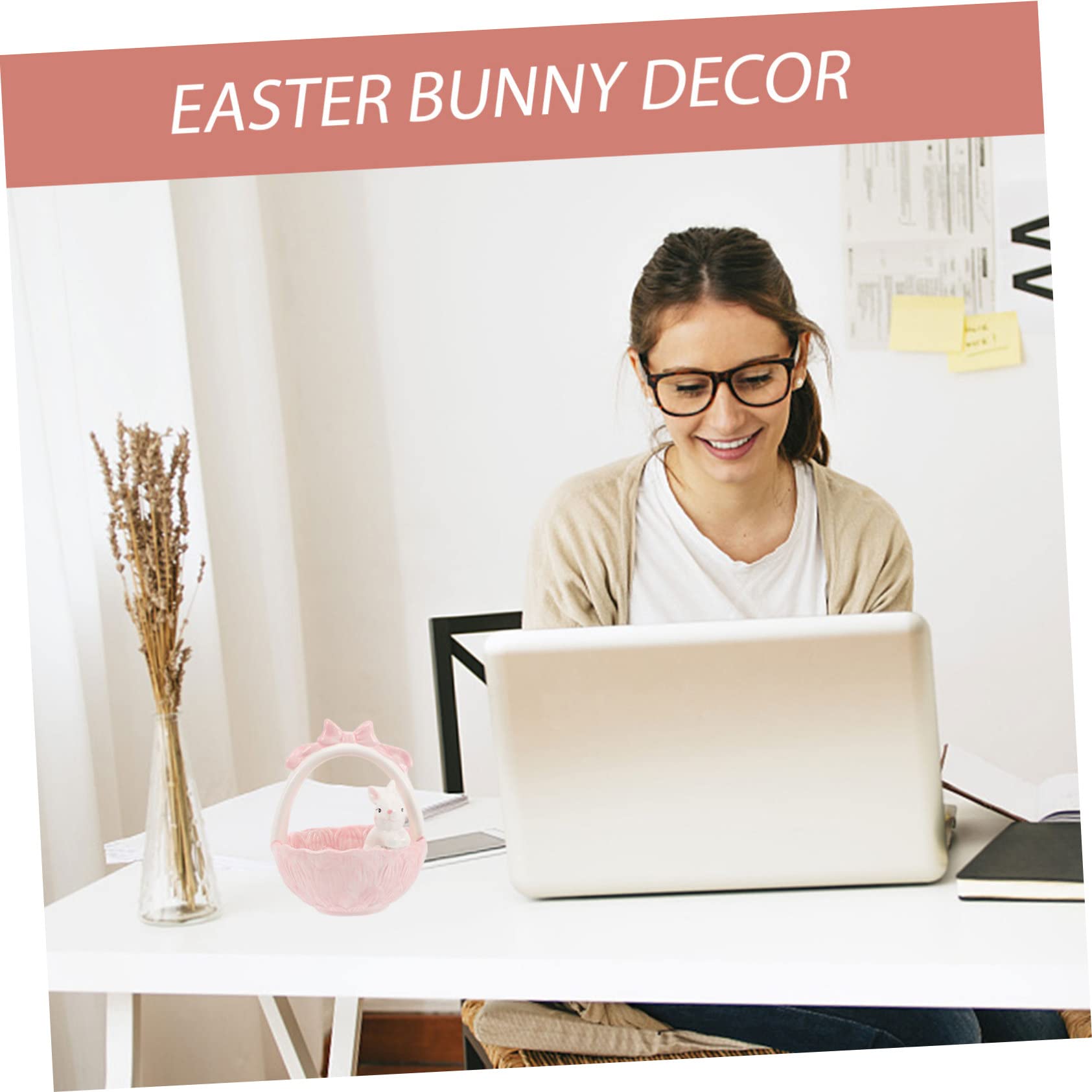 Cabilock 2 Pz cesto di Pasqua bonbon ciotola di caramelle coniglietto bidone easter bunny easter basket piccole statue di conigli da scrivania decorazione della statua di coniglio ceramica