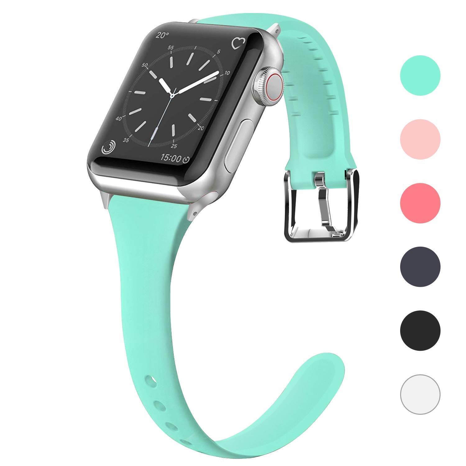 Lwsengme Compatible for Apple Watch Bands 38mm 40mm 42mm 44mm,Soft Silicone Women iWatch Bands Wristband with Classic Clasp for Apple Watch Series 6 5 4 3 2 1 SE for Women Men