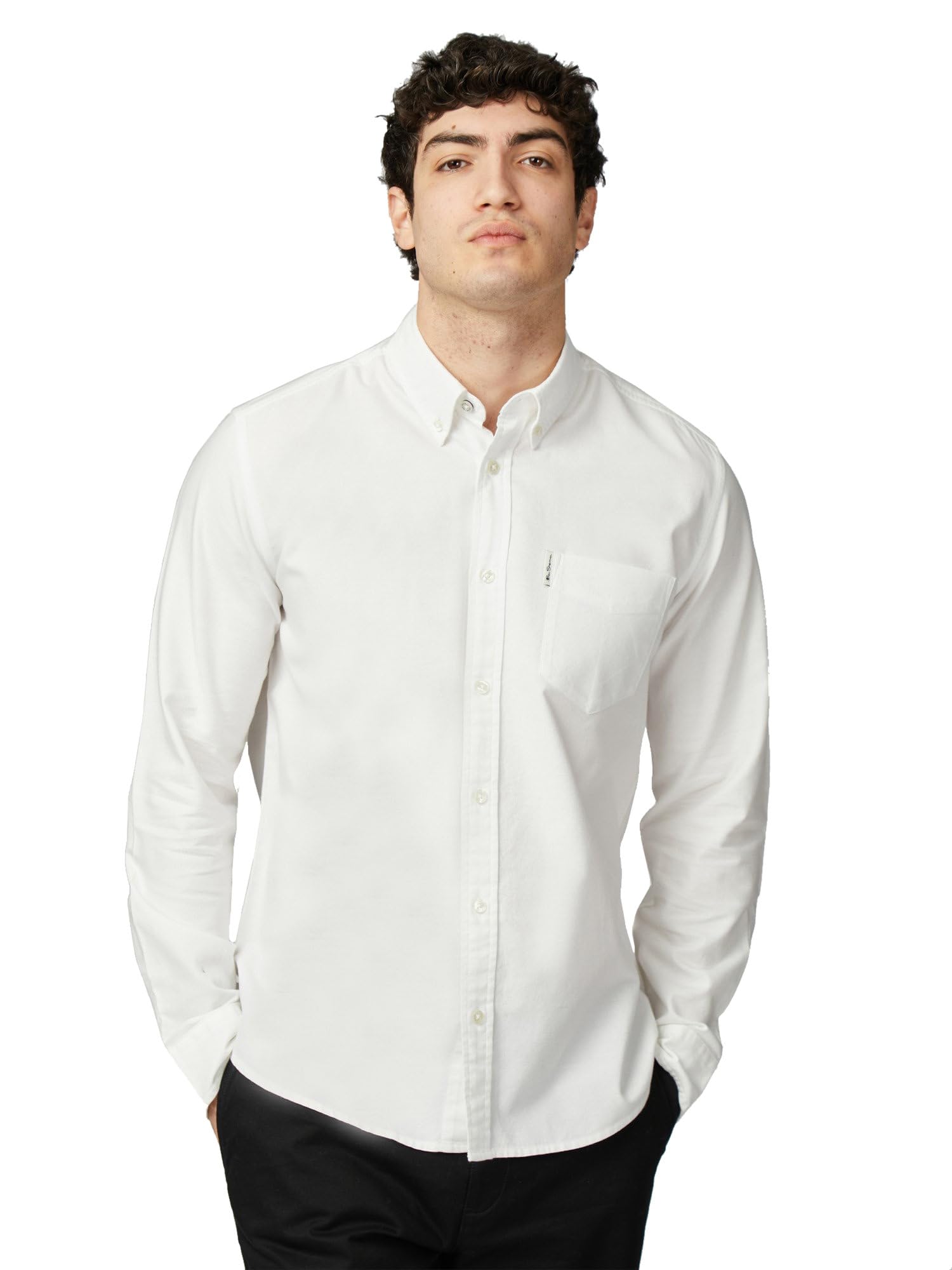 Ben Sherman Men's White. Button-Down Collar Signature Oxford Shirt, Tab Logo Pocket, Long Sleeved, Regular Fit (White.) Xxl