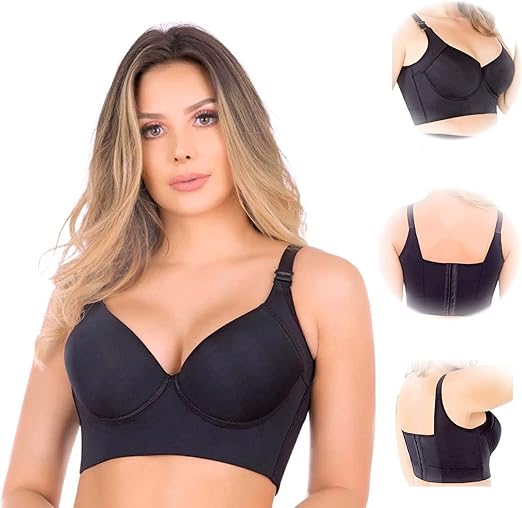 Deep Cup Bra Hides Back Fat,Fashion Deep Cup Bra Bra with Shapewear Incorporated,Cover Back Fat