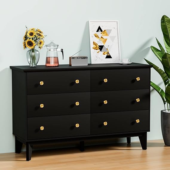 JOZZBY 6 Drawer Dresser for Bedroom, Modern MidCentury