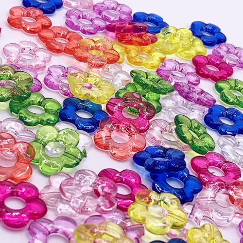 ファイニエ ビーズ フラワー 混色 20ｍｍ 透明な花 200個 おはじきのような花型 BD3139