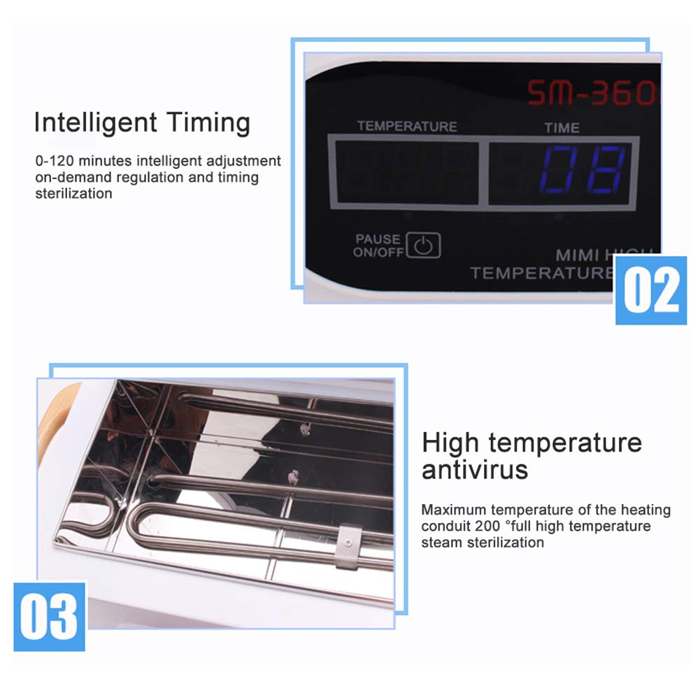GMtes 300W LCD Profesional de Alta Temperatura Esterilizador Caja Nail Art Salon de desinfección portátil de esterilización de la manicura Herramientas esterilizador de Calor seco